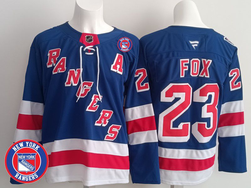 Men New York Rangers #23 Fox Blue 2025 Fanatics Home Premium NHL Jersey style 2